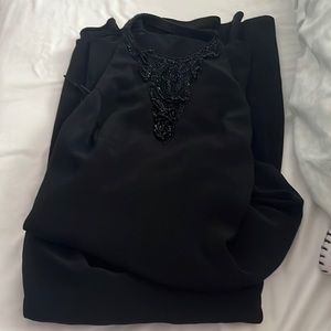 black halter beaded full length gown
